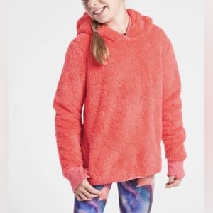 Athleta Girl So Snug Sherpa Coral Hoodie. Size Large (10-12)